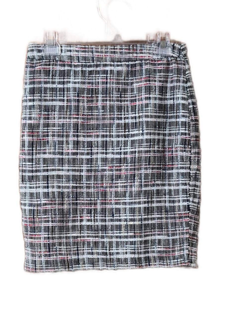 Cynthia Rowley Textured Back Zip And Slit Black and White Tweed Pencil Skirt EUC